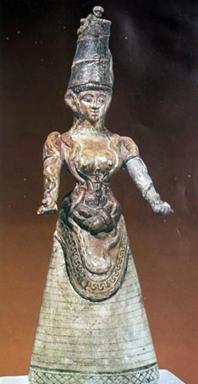 Snake goddess, c1600 BC, Minoan: 