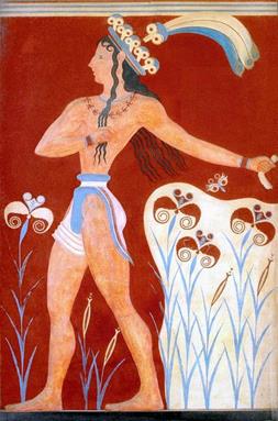 Minoan Priest King   Feathered Prince of Lilies   Fresco Art   Knossos, Crete, Greece: 